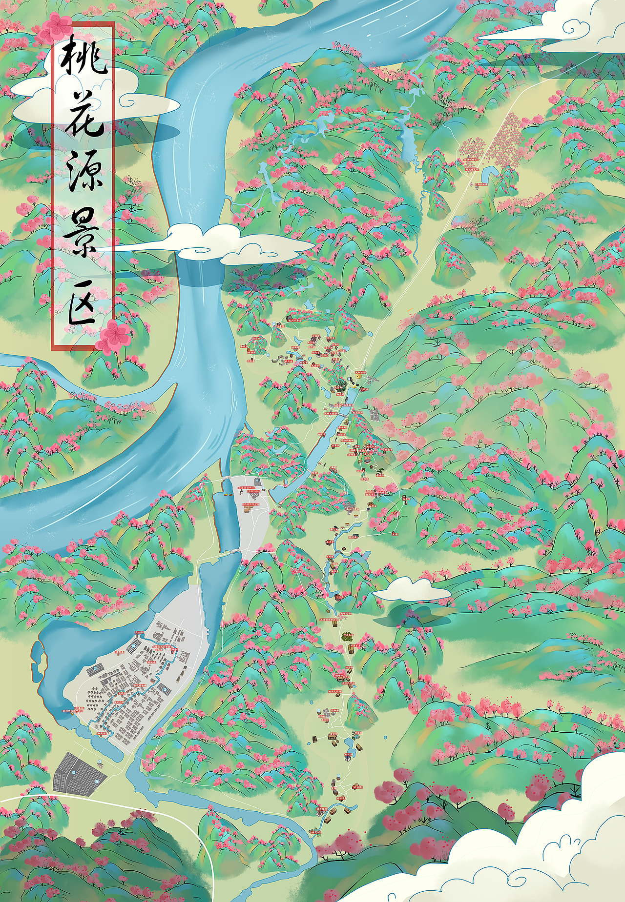 南岳大庙等景区手绘地图