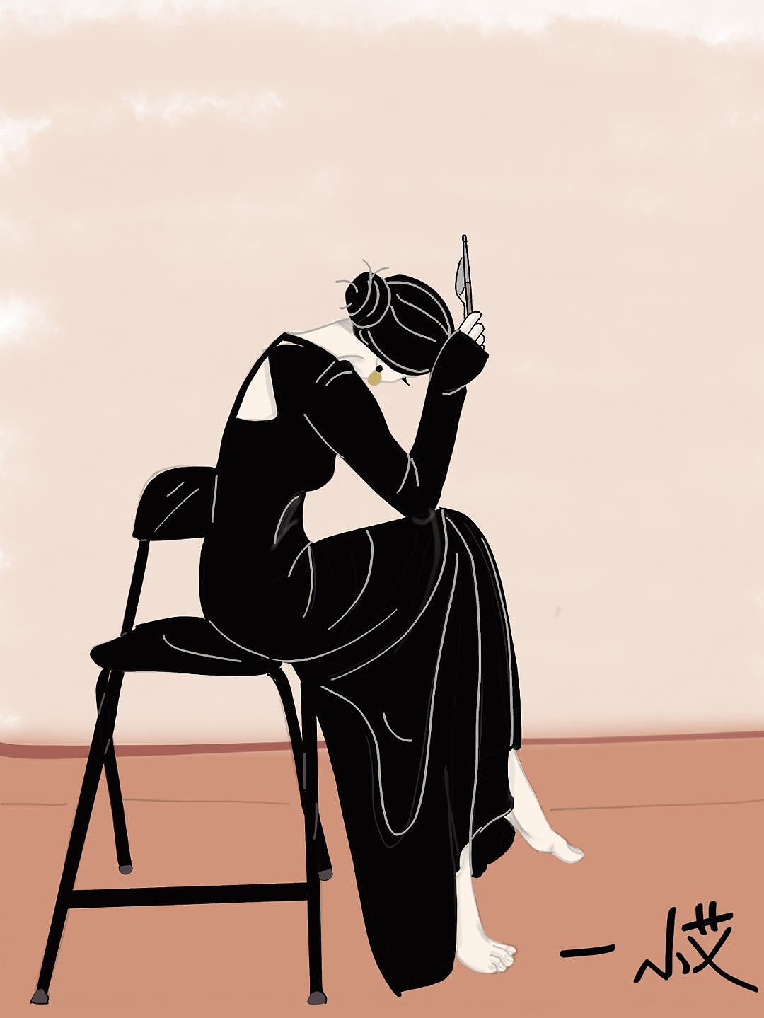 好看的小姐姐的背影|插画|艺术插画|l小ai - 原创作品 - 站酷 (zcool)