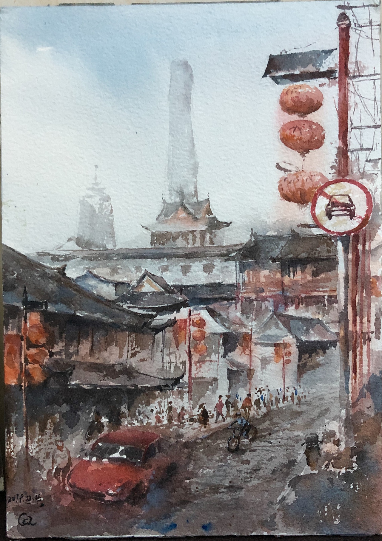 水彩风景——年味（图ZMTkwMDIzMDY0） - 绘画 - 站酷设计师陈春来绘途原创素材 - 站酷ZCOOL