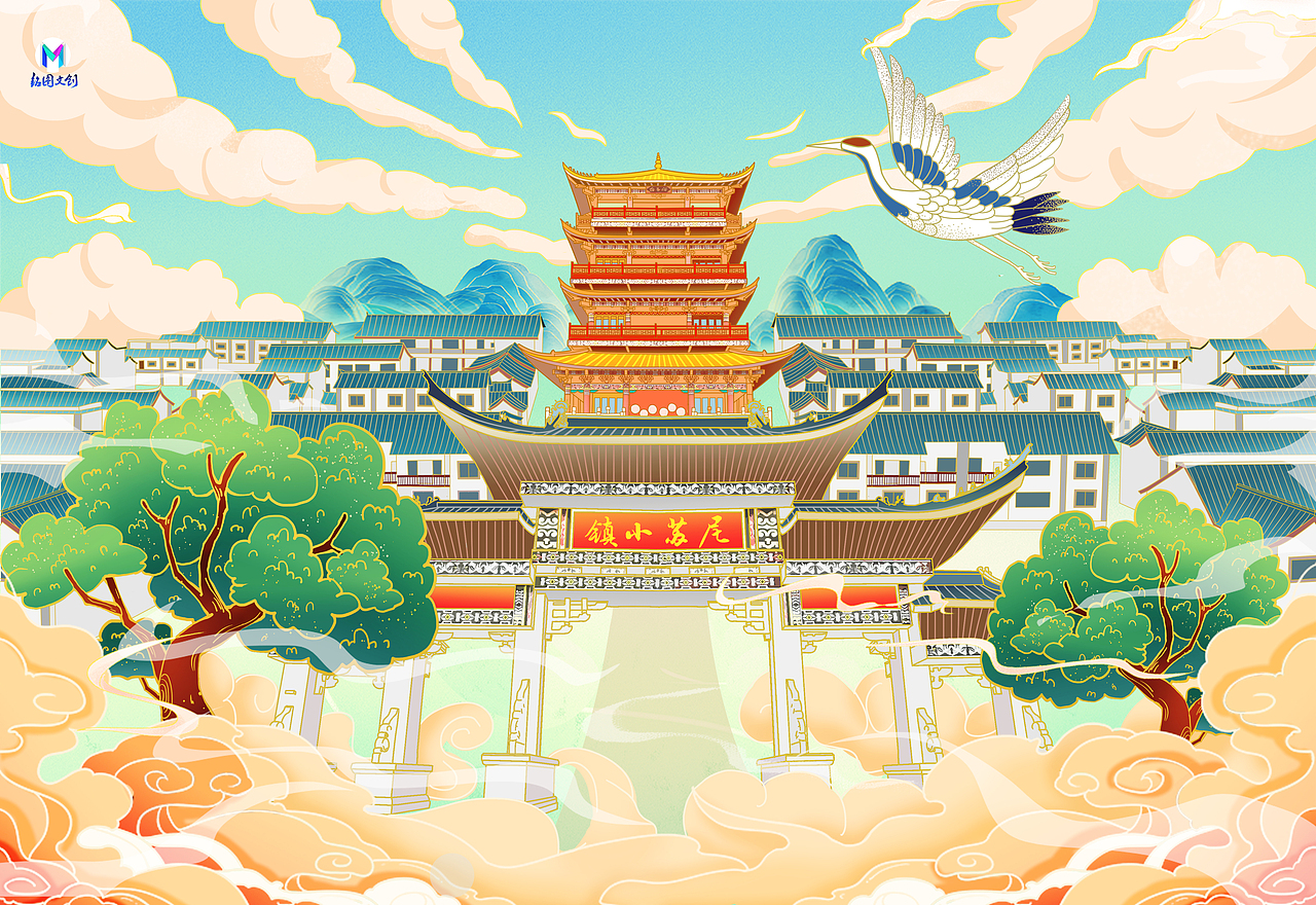 风景插图国潮风（图ZMjc2NjM4NDQw） - 商业插画 - 站酷设计师铭图文创原创素材 - 站酷ZCOOL