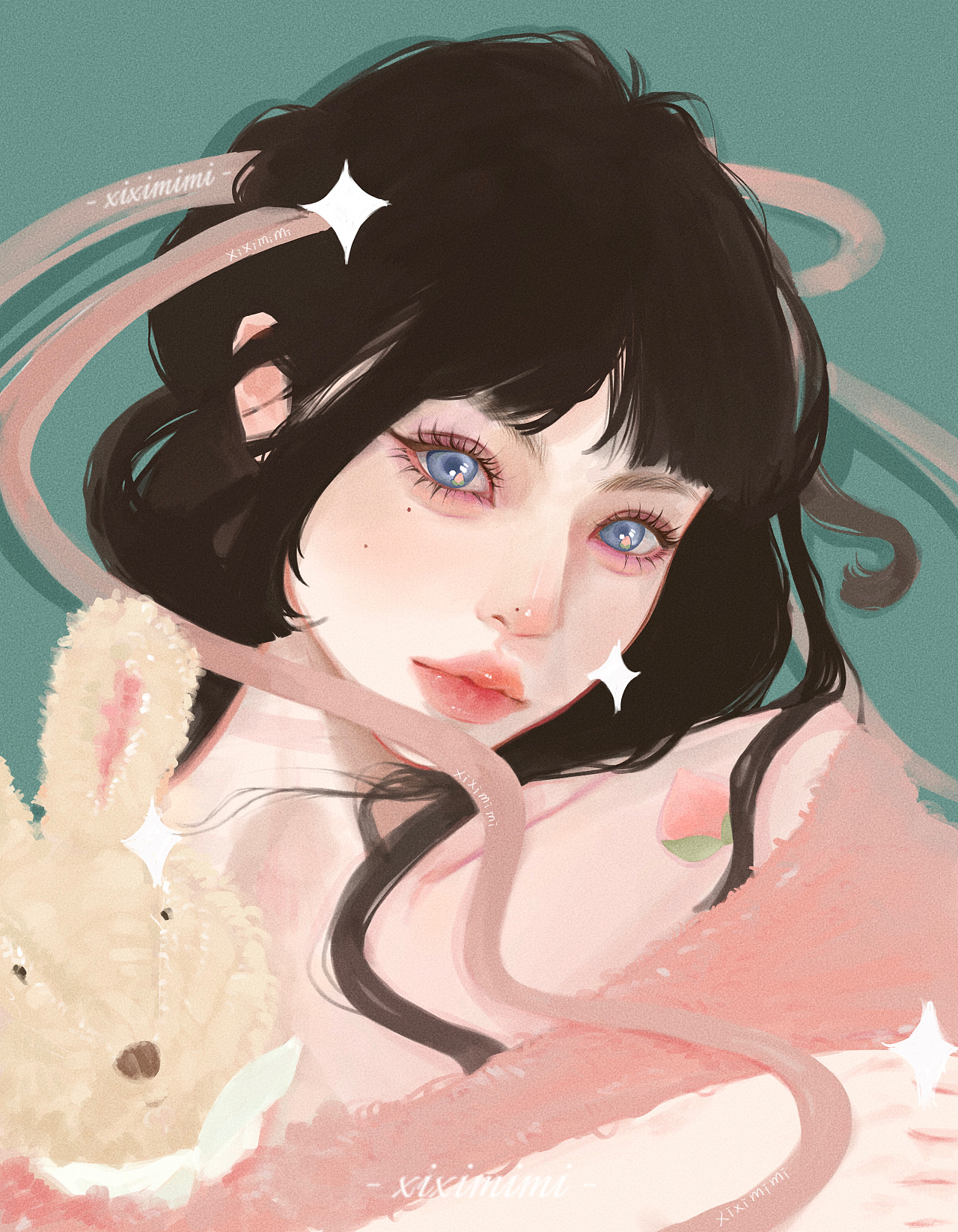 【水果拟人】水蜜桃妹妹99|插画|艺术插画|囍囍觅觅 - 原创作品