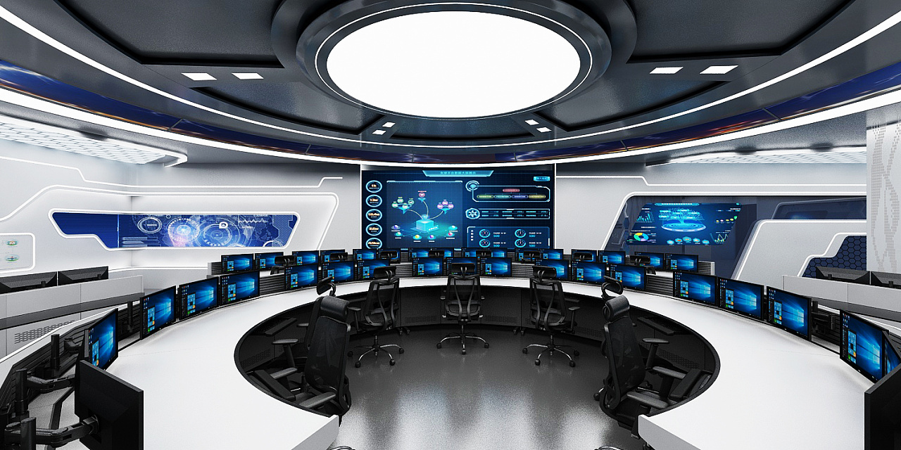 新疆网信监控大厅设计3d效果图