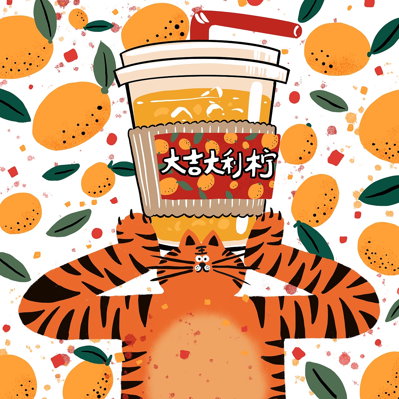 貳店咆哮檸新品海報(bào)插畫(huà)|大吉大利檸（圖ZMjg4MzE4NzMy） - 商業(yè)插畫(huà) - 站酷設(shè)計(jì)師shinysoso原創(chuàng)素材 - 站酷ZCOOL