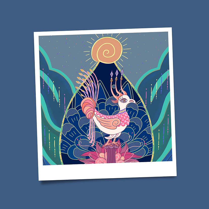 装饰插画鸟花蜗牛