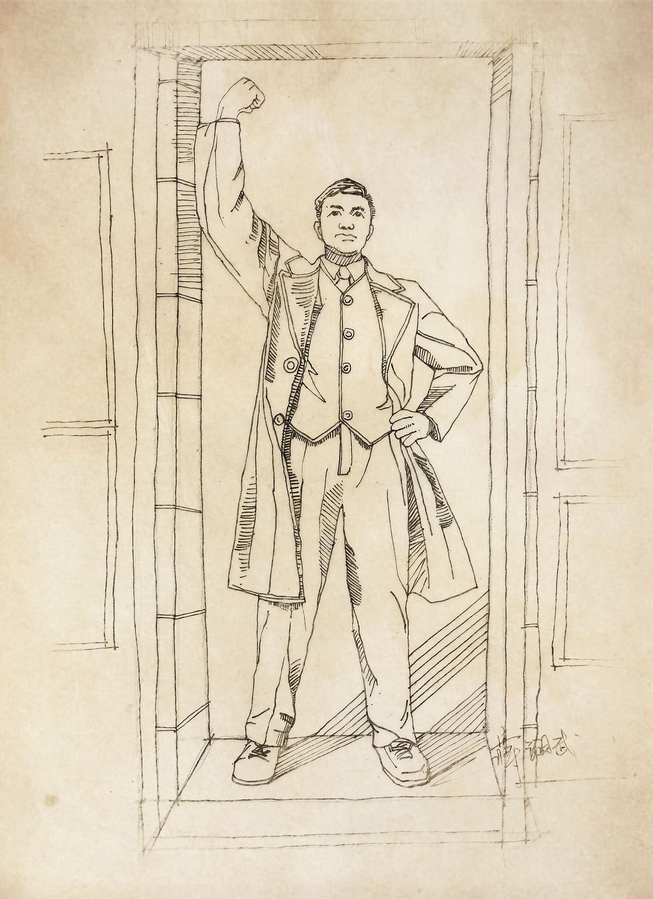 辛亥革命人物手绘雕像|纯艺术|绘画|雕塑浮雕场景设计_原创作品-站酷