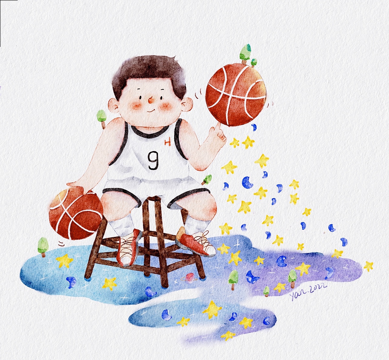 打篮球漫画手绘图片
