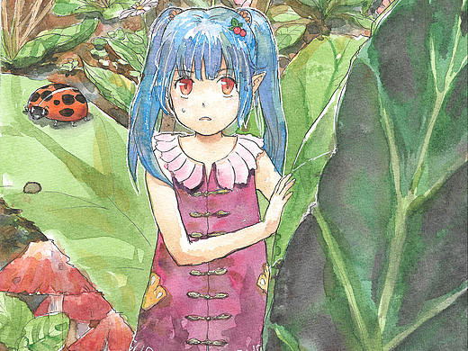 草丛里的小女孩（个人主页-ZNDI1MTkyODA=） - 艺术插画 - 站酷设计师浮豆豆原创素材 - 站酷ZCOOL