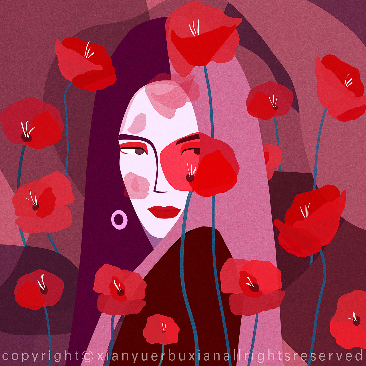 她的花（图ZMTcxMTAxMjQ0） - 商业插画 - 站酷设计师咸鱼儿不闲原创素材 - 站酷ZCOOL