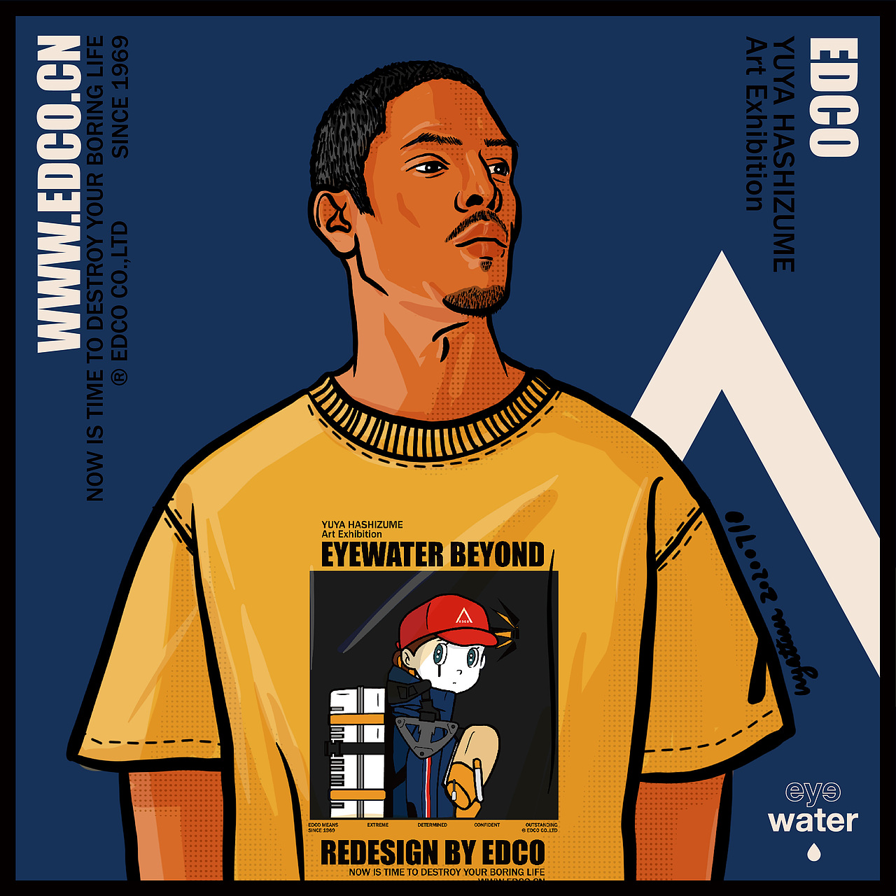 EDCO X Yuya Hashizume联名T恤 手绘插画（图ZMjE2MjI4MTY4） - 新锐潮流插画 - 站酷设计师武勇勇原创素材 - 站酷ZCOOL