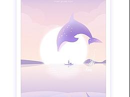 飞舞的海豚插画