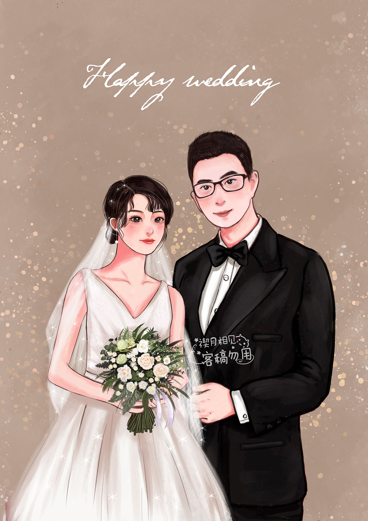 手绘情侣婚纱头像少女头像