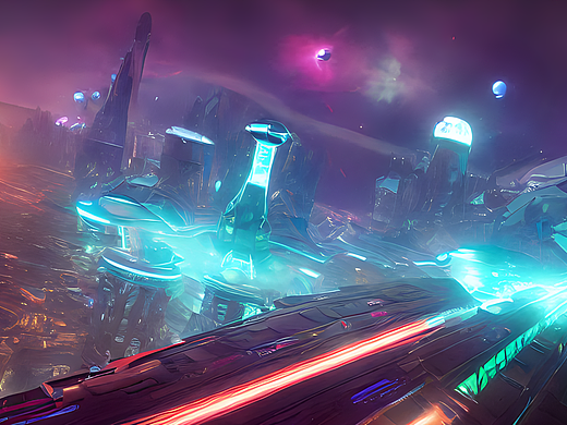 #AI创作实验室#城市上空 宇宙飞船 发光（个人主页-ZNjI5MzQ5Mjg=） - AI作品 - 站酷设计师心灵de驿站原创素材 - 站酷ZCOOL