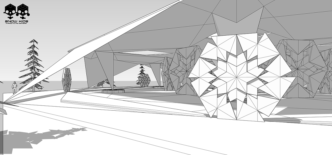 雪孩子系列 · 霜花广场|三维|建筑/空间|kyle_zhao_原创作品-站酷