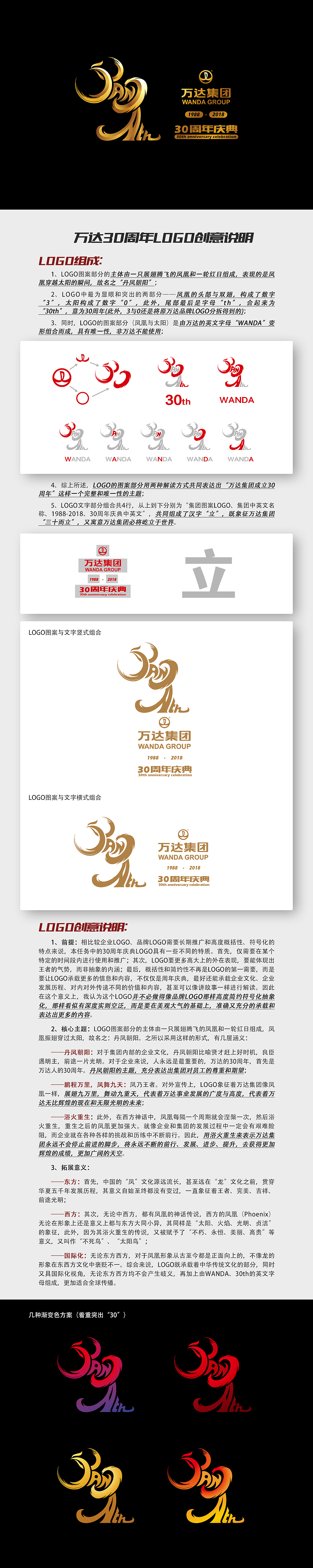 万达30周年LOGO创意说明:丹凤朝阳(图ZNTE3NDYzODg=) - Logo - 站酷设计师凯撒世界原创素材 - 站酷ZCOOL
