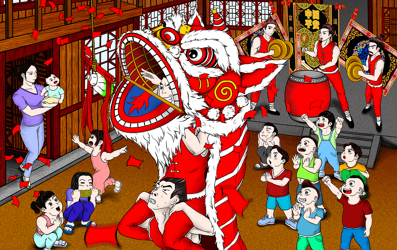 小时候可喜欢跟着狮队凑热闹了（图ZMTc5MTU3MzYw） - 创作习作 - 站酷设计师AlanLeung原创素材 - 站酷ZCOOL