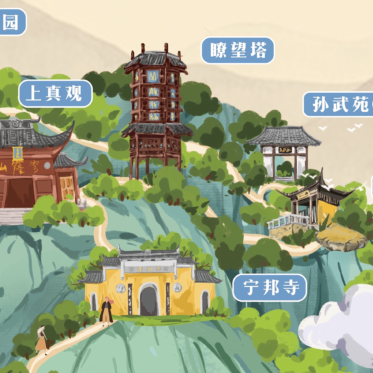 手绘穹窿山植物导赏地图