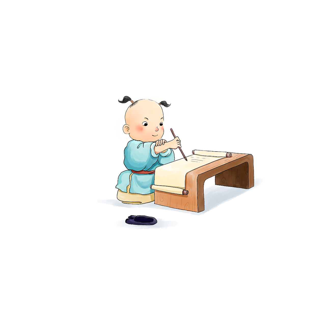中国风水墨儿童插画