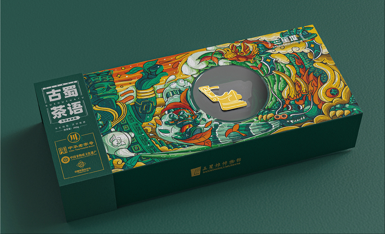 【三星堆】砖茶包装插画设计|插画|创作习作|是亮仔呀 - 原创作品