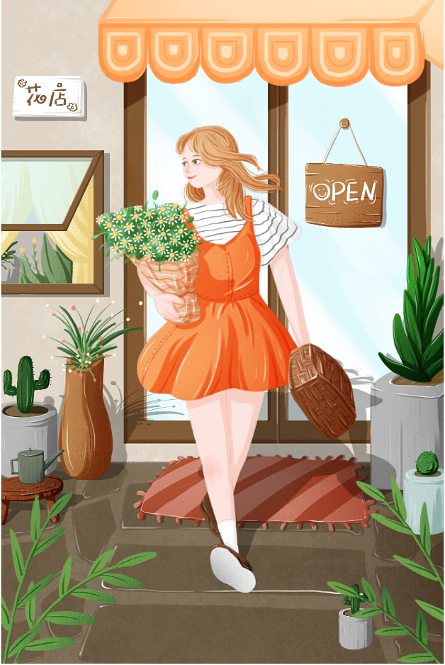 关于花的少女插画设计|治愈系插画欣赏