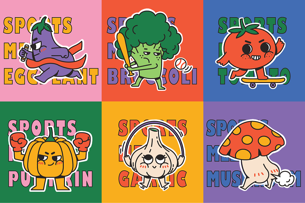 doodle-蔬菜运动会（图ZMjU0MTEwMTQ4） - 创作习作 - 站酷设计师芝芝不倦原创素材 - 站酷ZCOOL