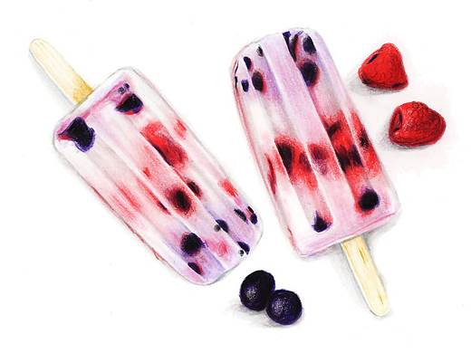 【驴大萌彩铅教程185】手绘双莓雪糕 