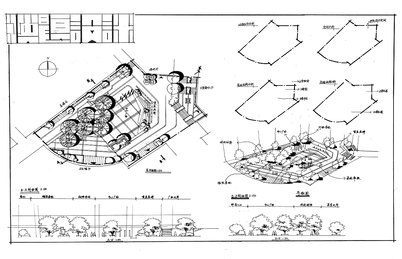 园林快题黑白线稿设计(一)