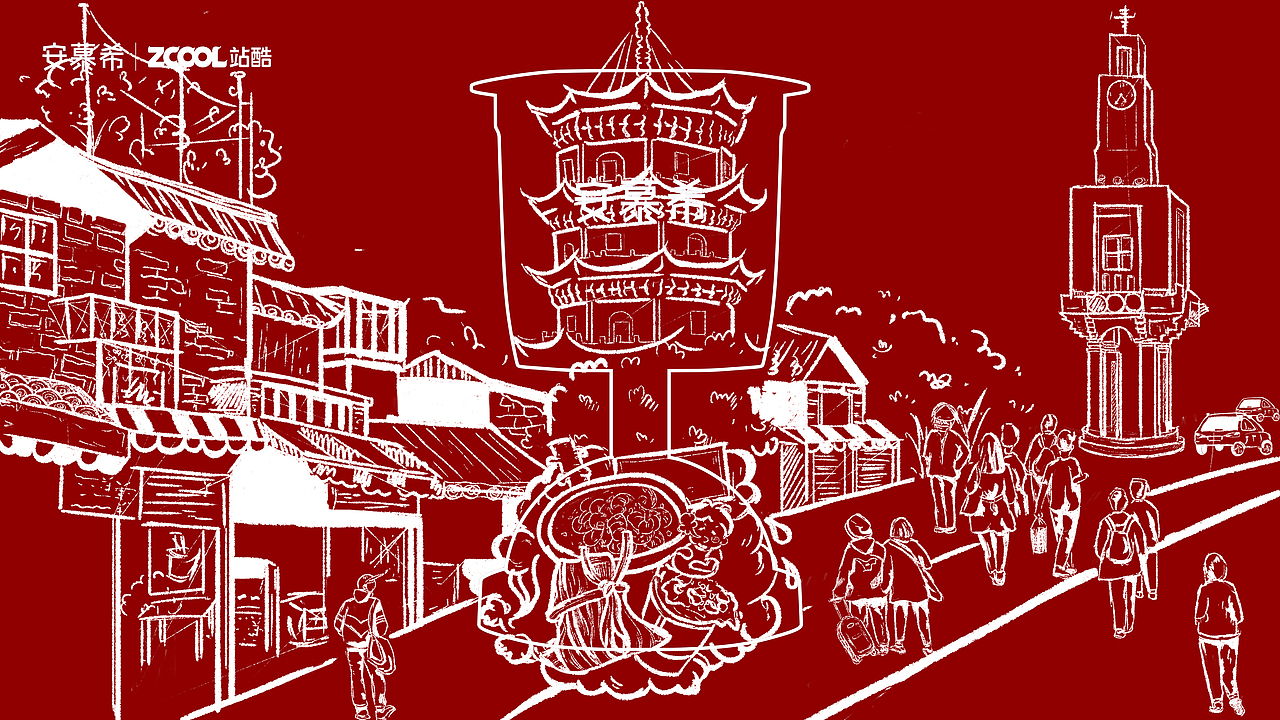 其中泉州的西街,钟楼,开元寺东西塔最为出名,我没有上色,而是简单的