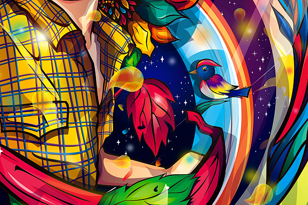 【CDR伪教程】种在向日葵里的男孩偏写实人物插画过程（图ZMTA4OTgxMjA=） - 创作习作 - 站酷设计师chapel陈原创素材 - 站酷ZCOOL