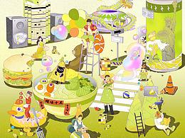 新潮螺獅粉白一犬品牌插畫設(shè)計(jì)