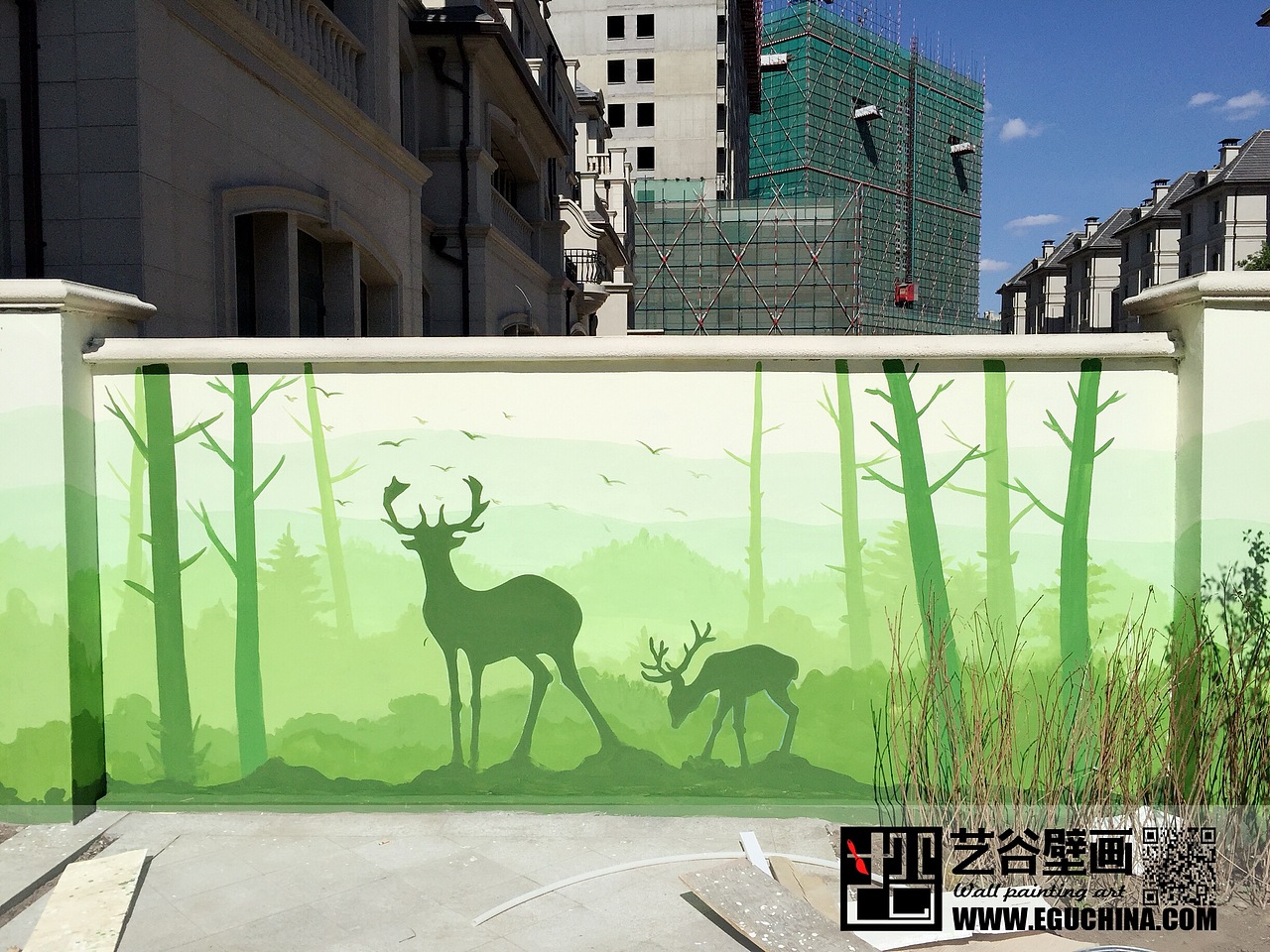 哈尔滨群力溪岸艺墅别墅区外墙彩绘_哈尔滨艺谷壁画-站酷zcool