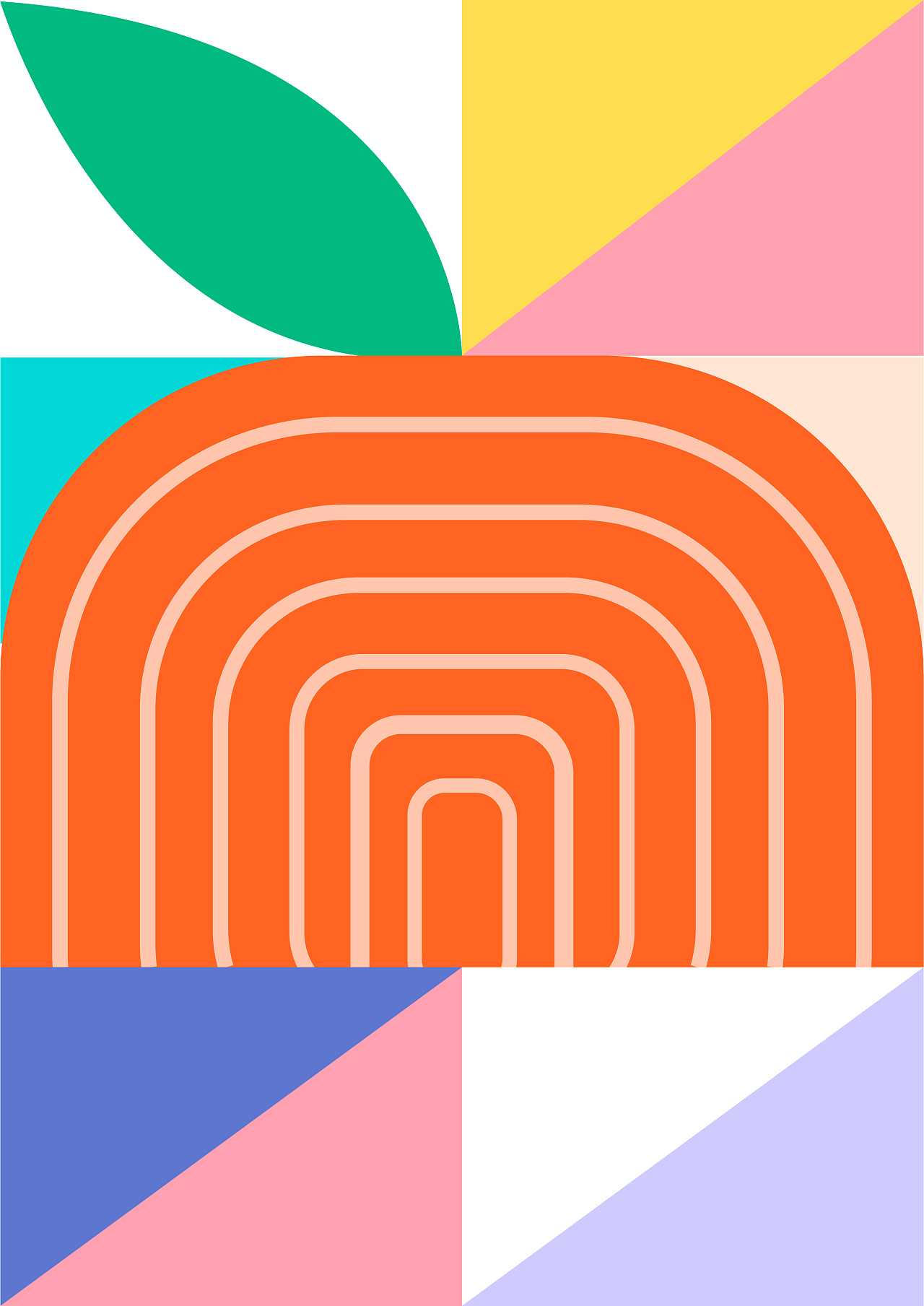 扁平几何水果插画