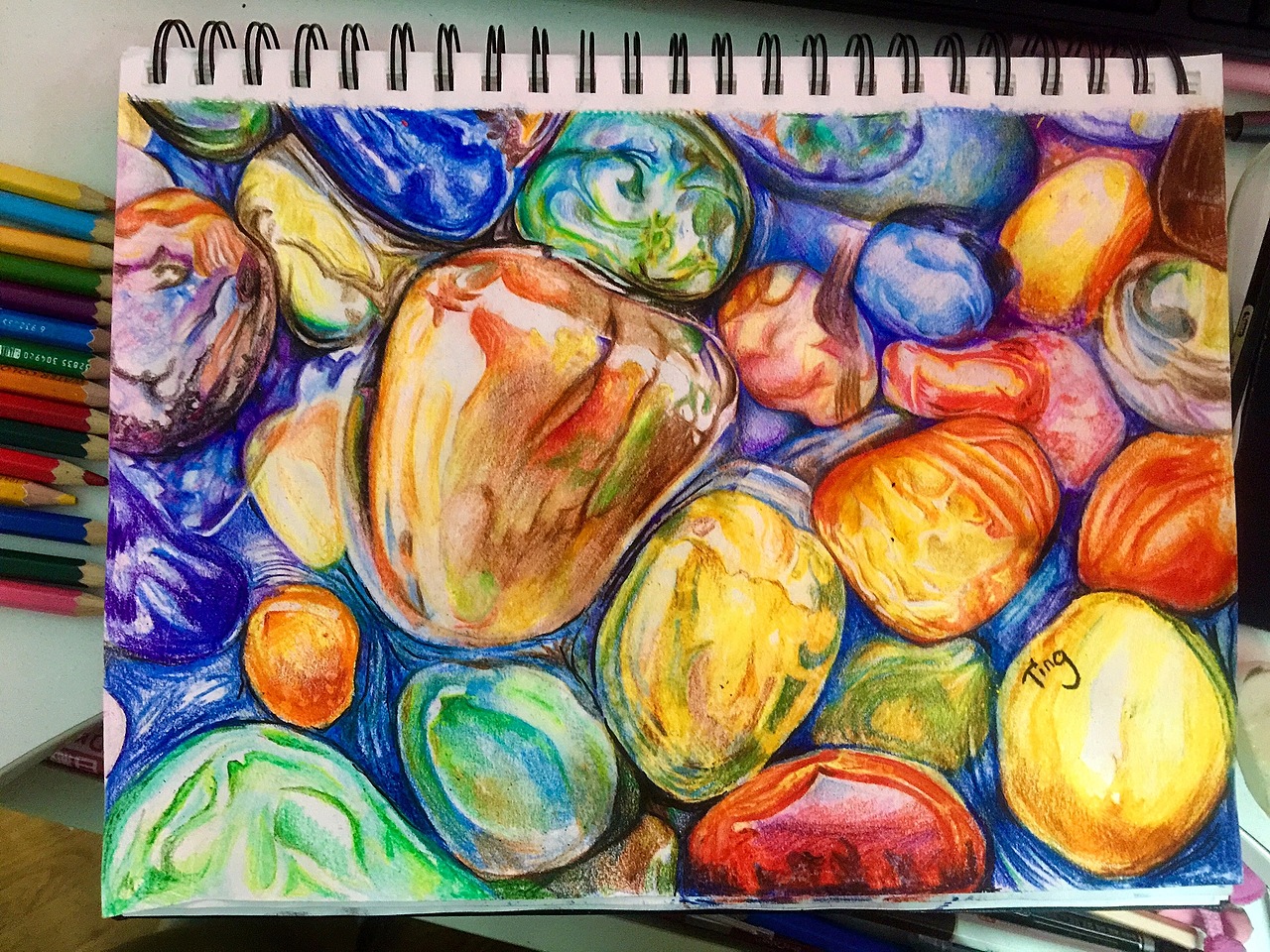 彩铅雨花石|纯艺术|绘画|粉沫亭亭_原创作品-站酷zcool