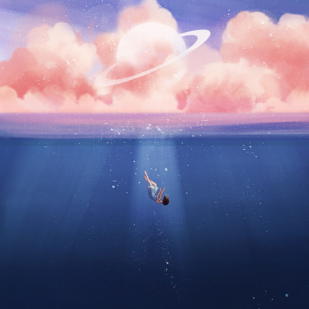 电子音乐专辑封面插画——《相遇》《沉没》