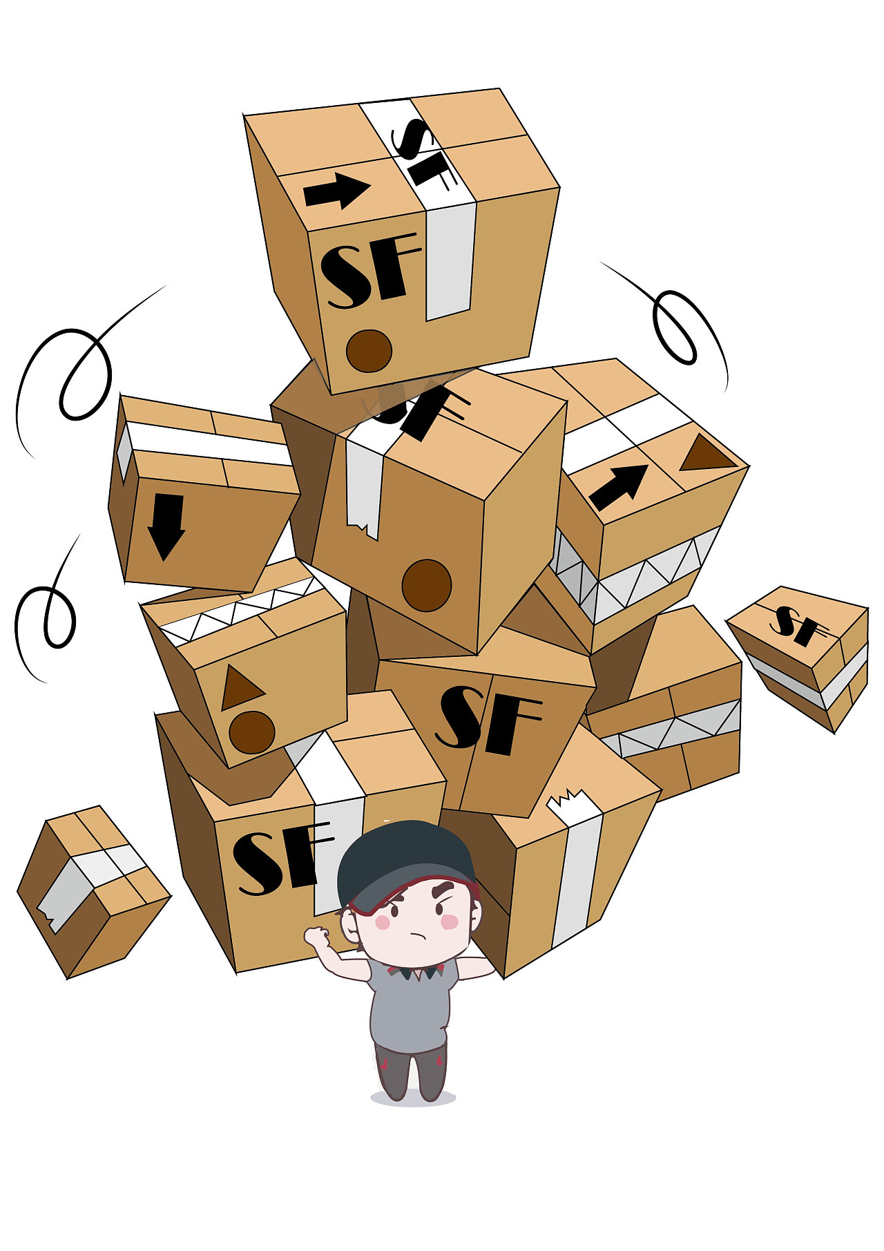 快递小哥有多难系列插画招贴海报