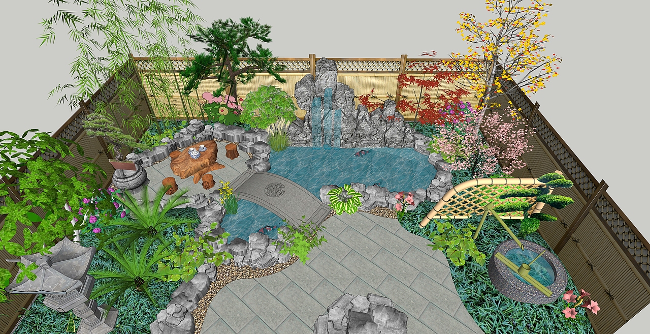 四十平日式元素别墅庭院设计小案（图ZMTkwOTg2MDMy） - 建筑/空间 - 站酷设计师度势营造景观设计原创素材 - 站酷ZCOOL