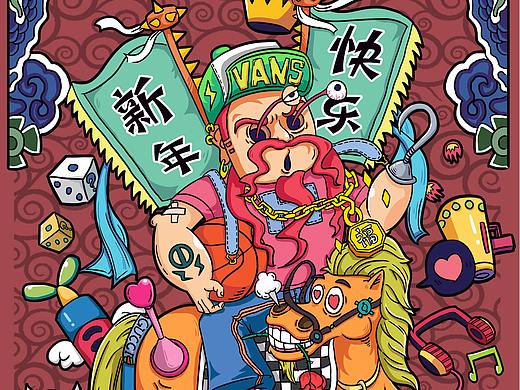 嘻哈门神 图案设计