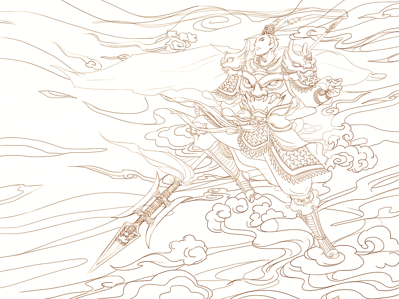 【王者荣耀X敦煌文化】吕布插画周边（图ZMTI4NDQ5NzI4） - 其他 - 站酷设计师裤头村老大原创素材 - 站酷ZCOOL