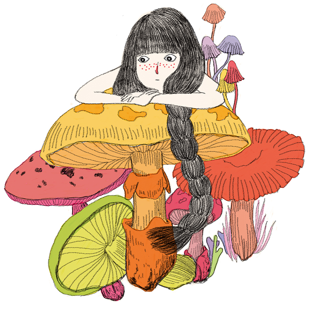 蘑菇女（图ZMjQxNjM4MTUy） - 商业插画 - 站酷设计师黄桃子原创素材 - 站酷ZCOOL