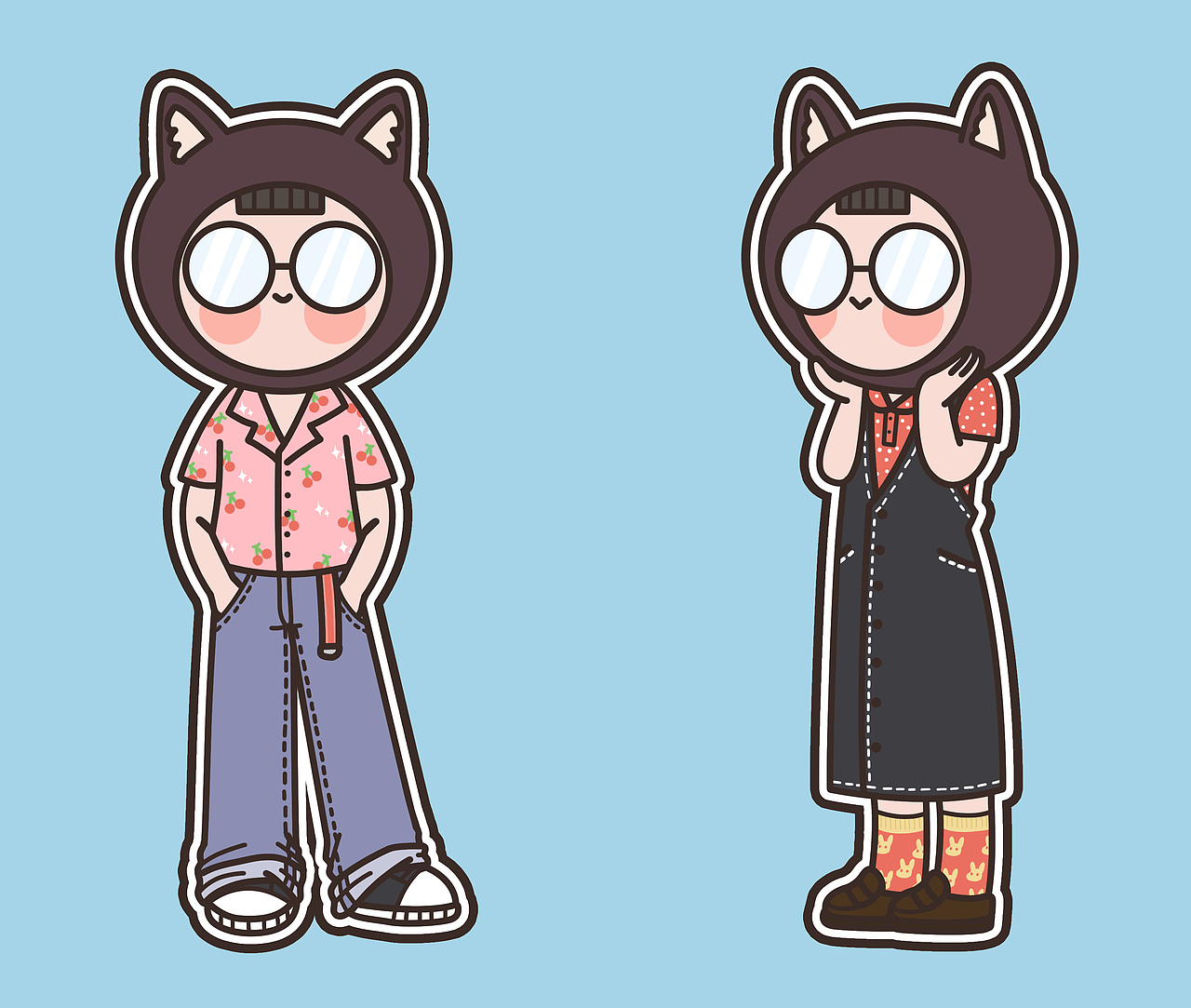 八月穿搭（图ZMTc0NDUyNDUy） - 新锐潮流插画 - 站酷设计师千千千亻左亻左原创素材 - 站酷ZCOOL