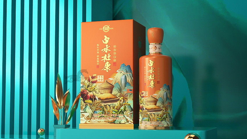 插画酒包装设计:白水杜康五谷丰登新品