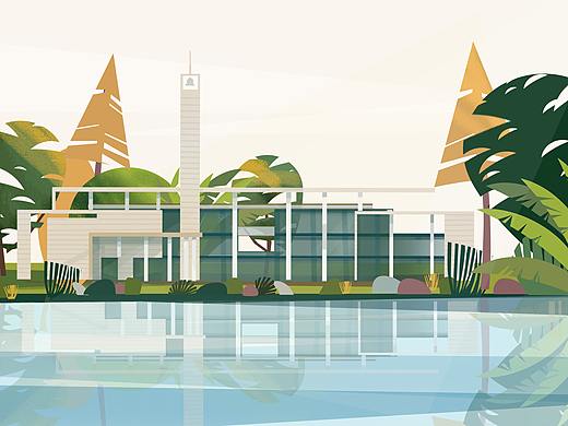华南理工大学主校区校园卡-建筑插画