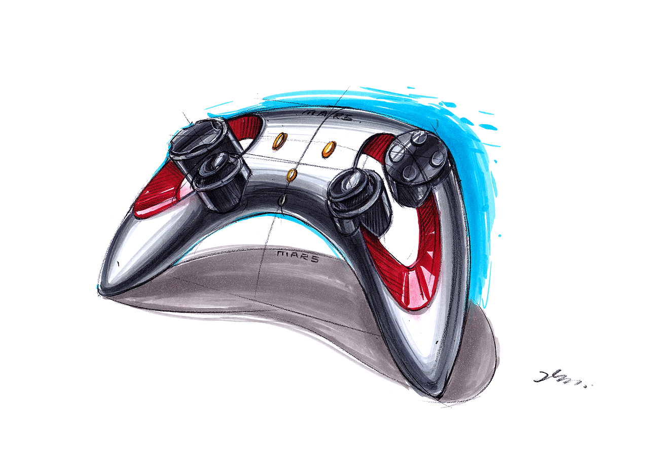 游戏手柄手绘步骤图马赛mars产品手绘