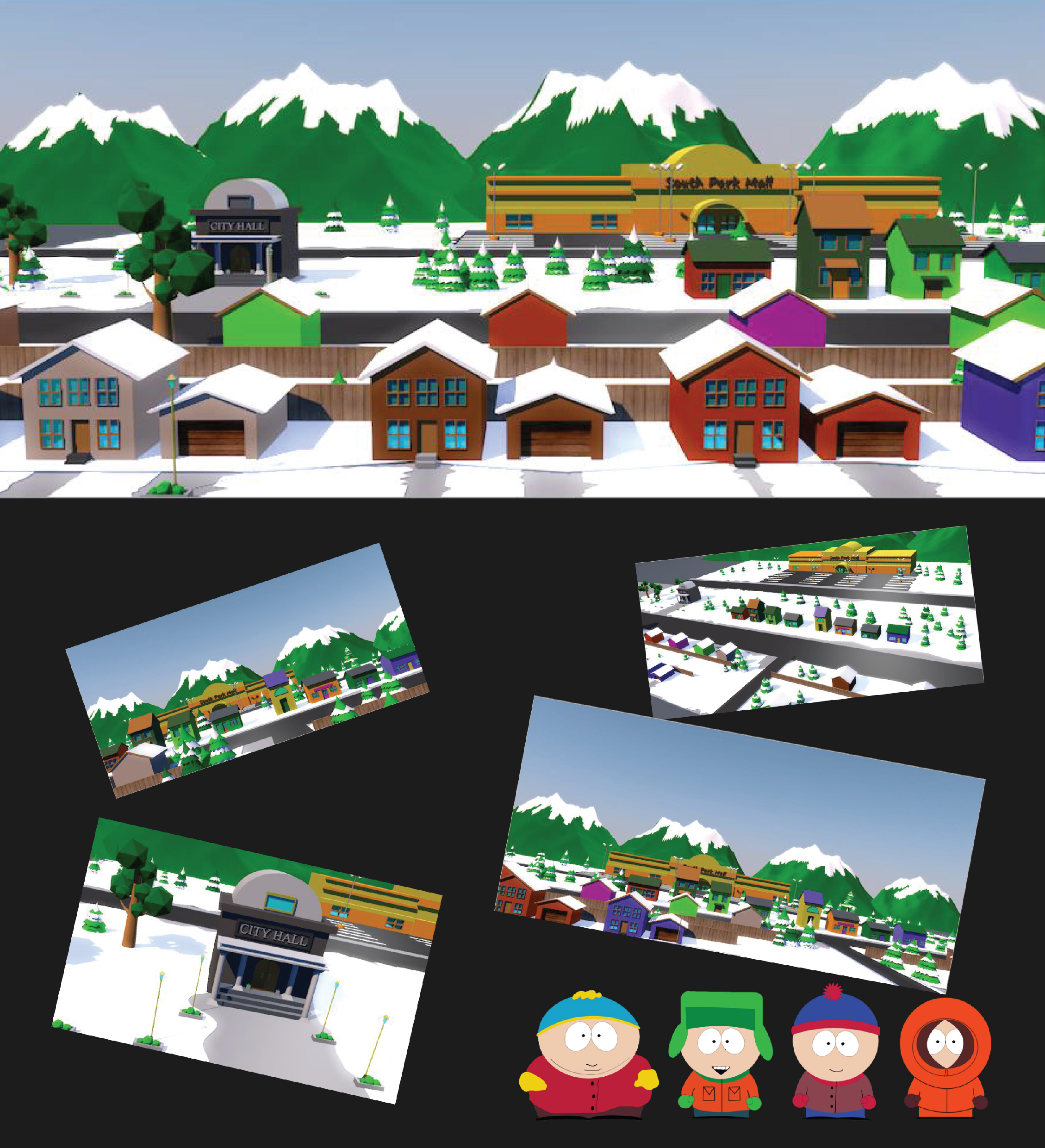 南方公园动画片场景3d化练习