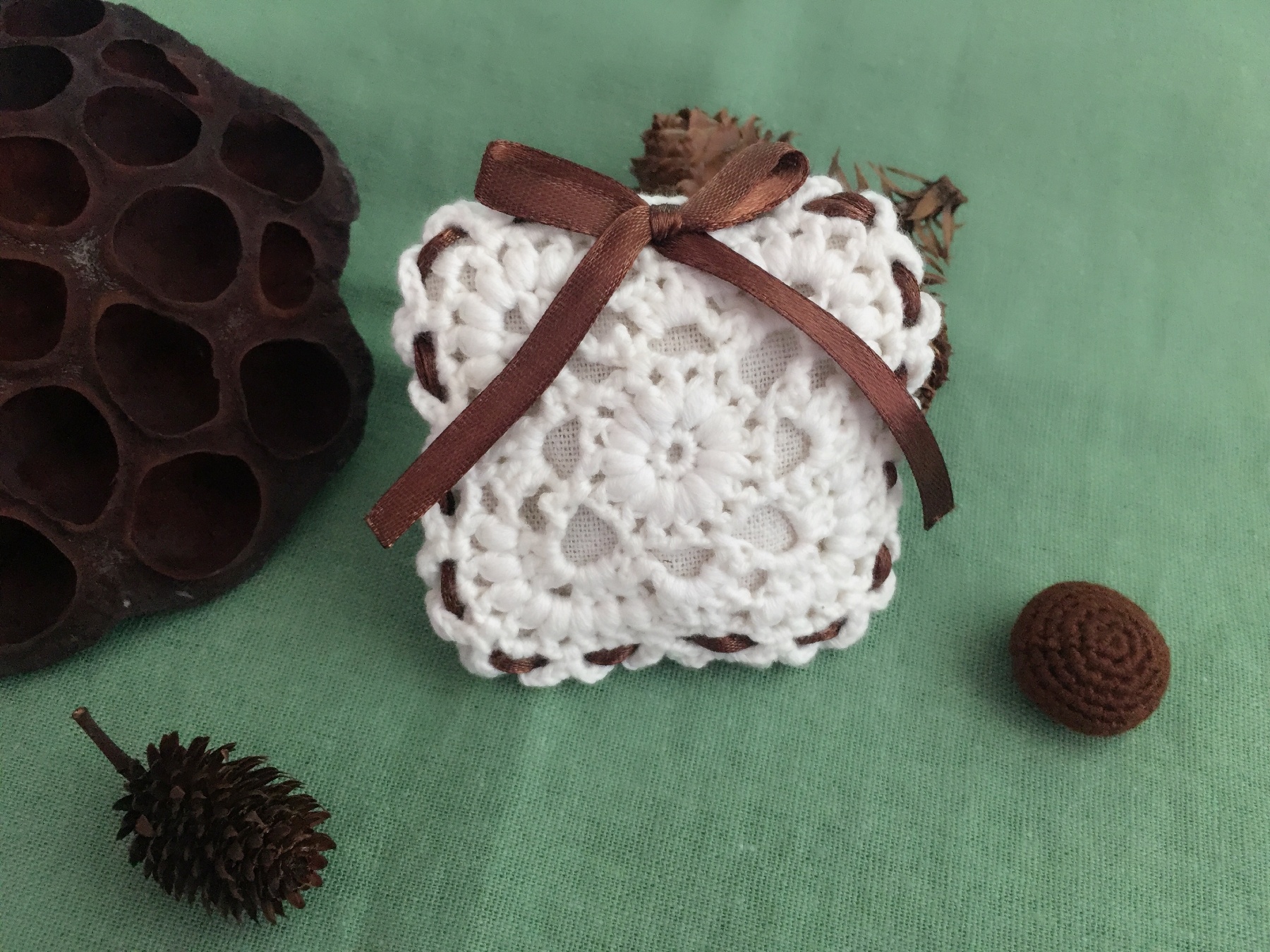 纯手作毛线钩织 素雅 复古 小香包