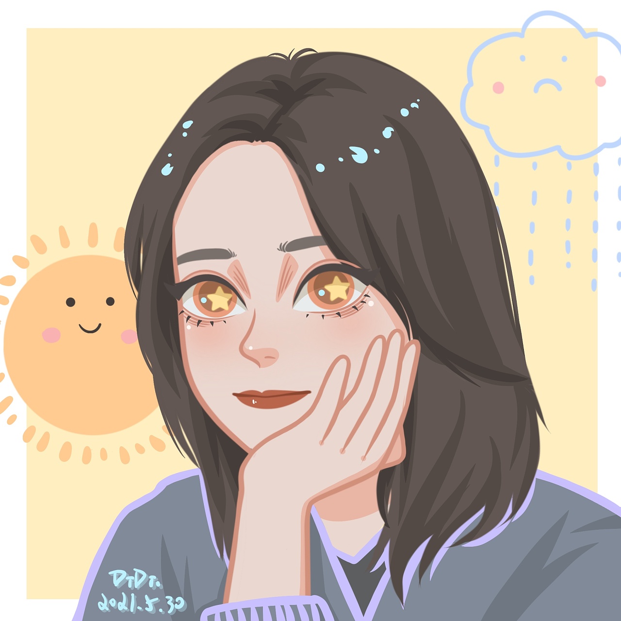 厚涂,平涂卡通头像