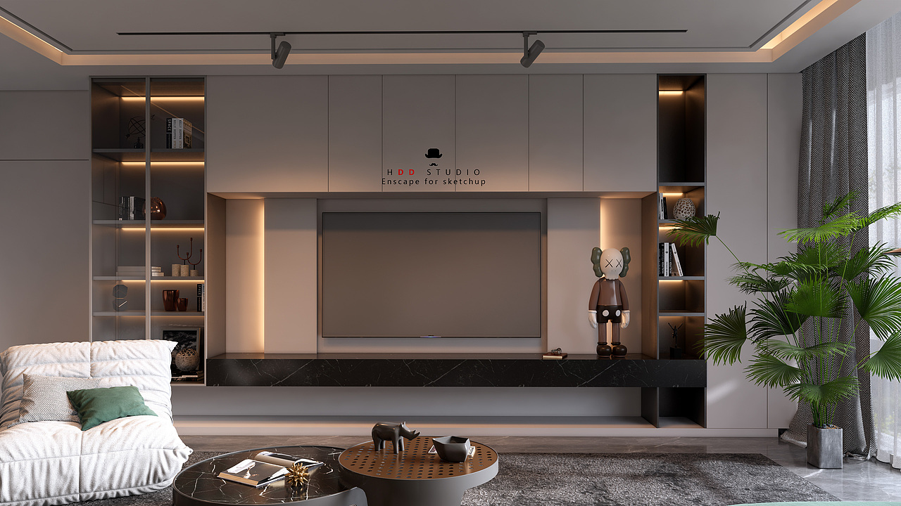 Enscape for sketchup┃现代无主灯设计（图ZMjUwMDQ1ODUy） - 家装设计 - 站酷设计师黄豆豆丶0原创素材 - 站酷ZCOOL