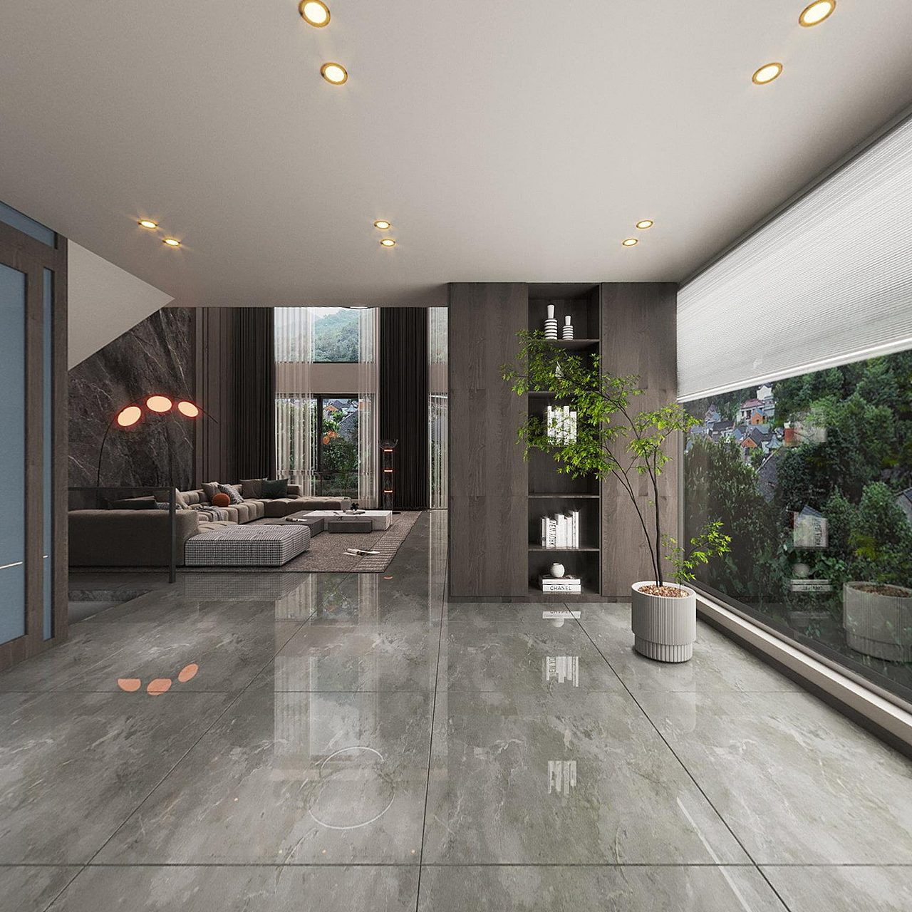 暗黑系极简别墅空间