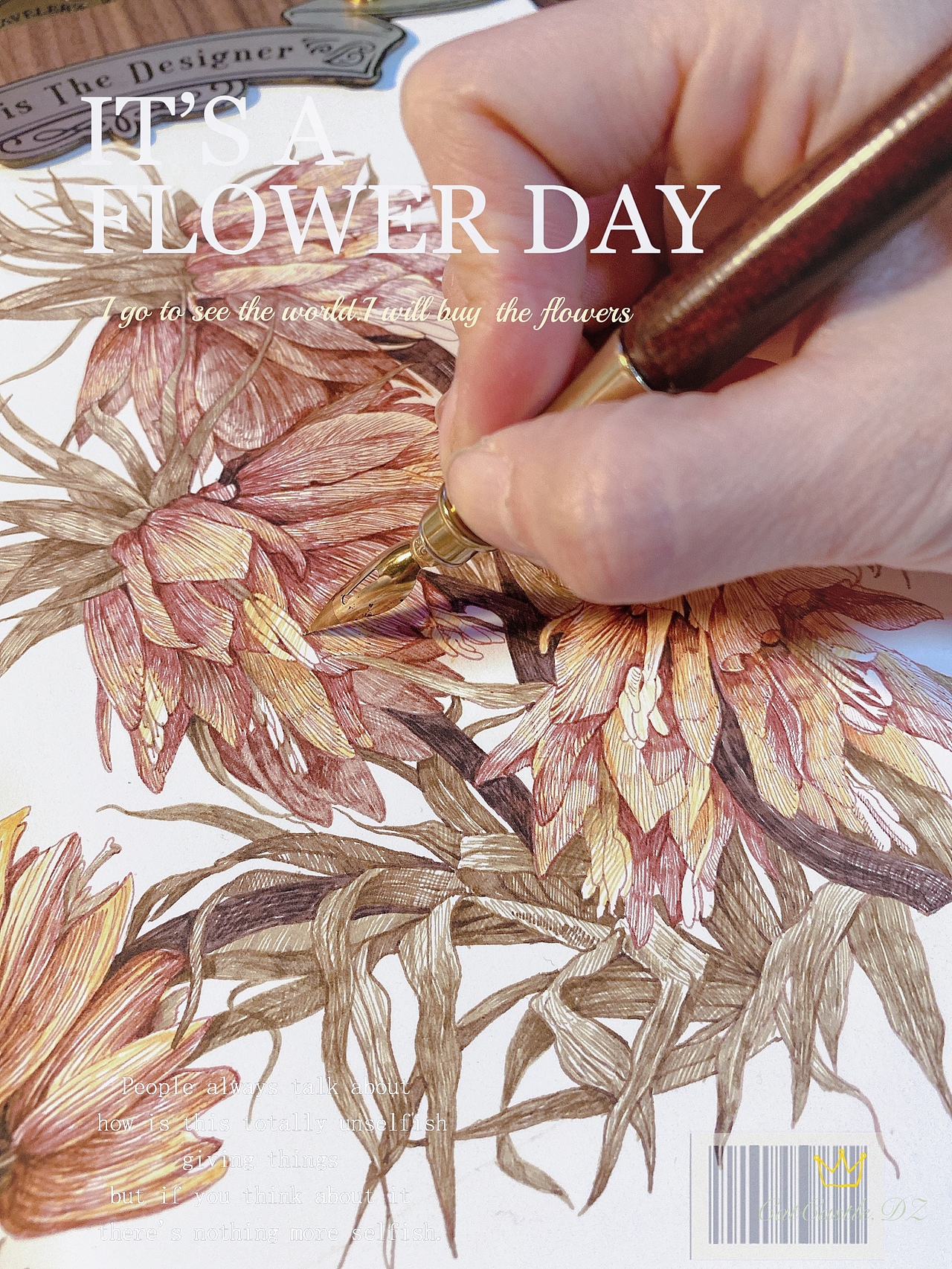 神奇的皇冠贝母（蘸水笔｜针管笔）（图ZMjg1NTYwOTE2） - 艺术插画 - 站酷设计师CatCastleDZ原创素材 - 站酷ZCOOL