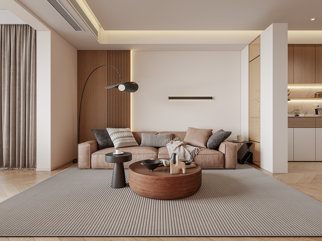 近渲/原木现代小户型效果图