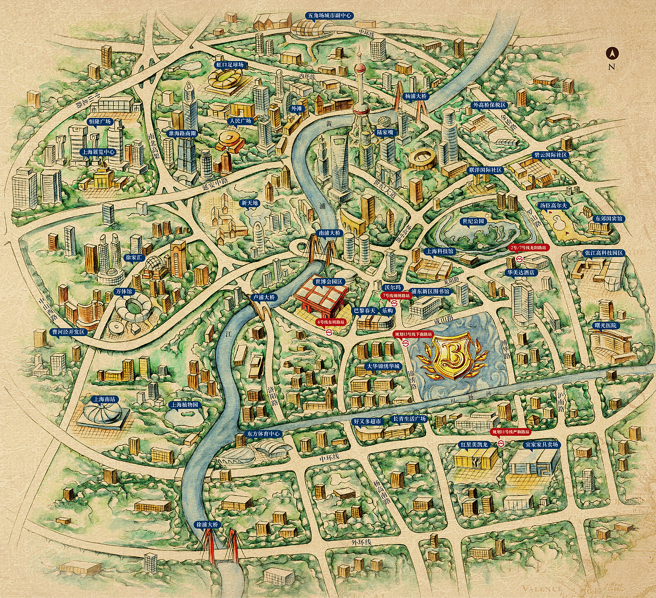 上海房地产项目地图(纯手绘制)